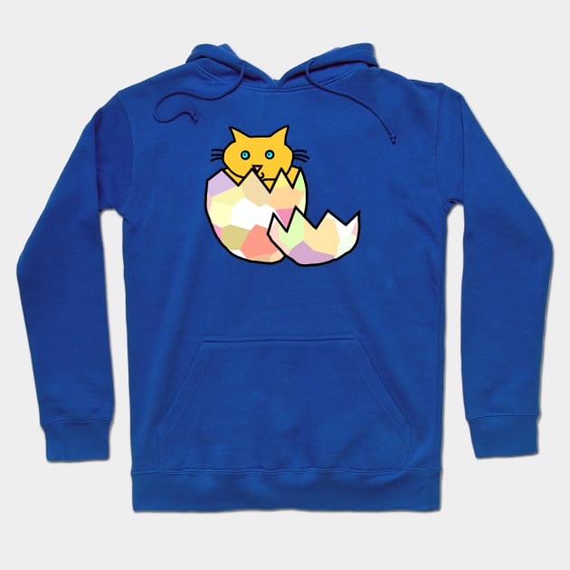 Yellow Cat Hatching from Easter Egg as Chonk Kitten Hoodie by ellenhenryart